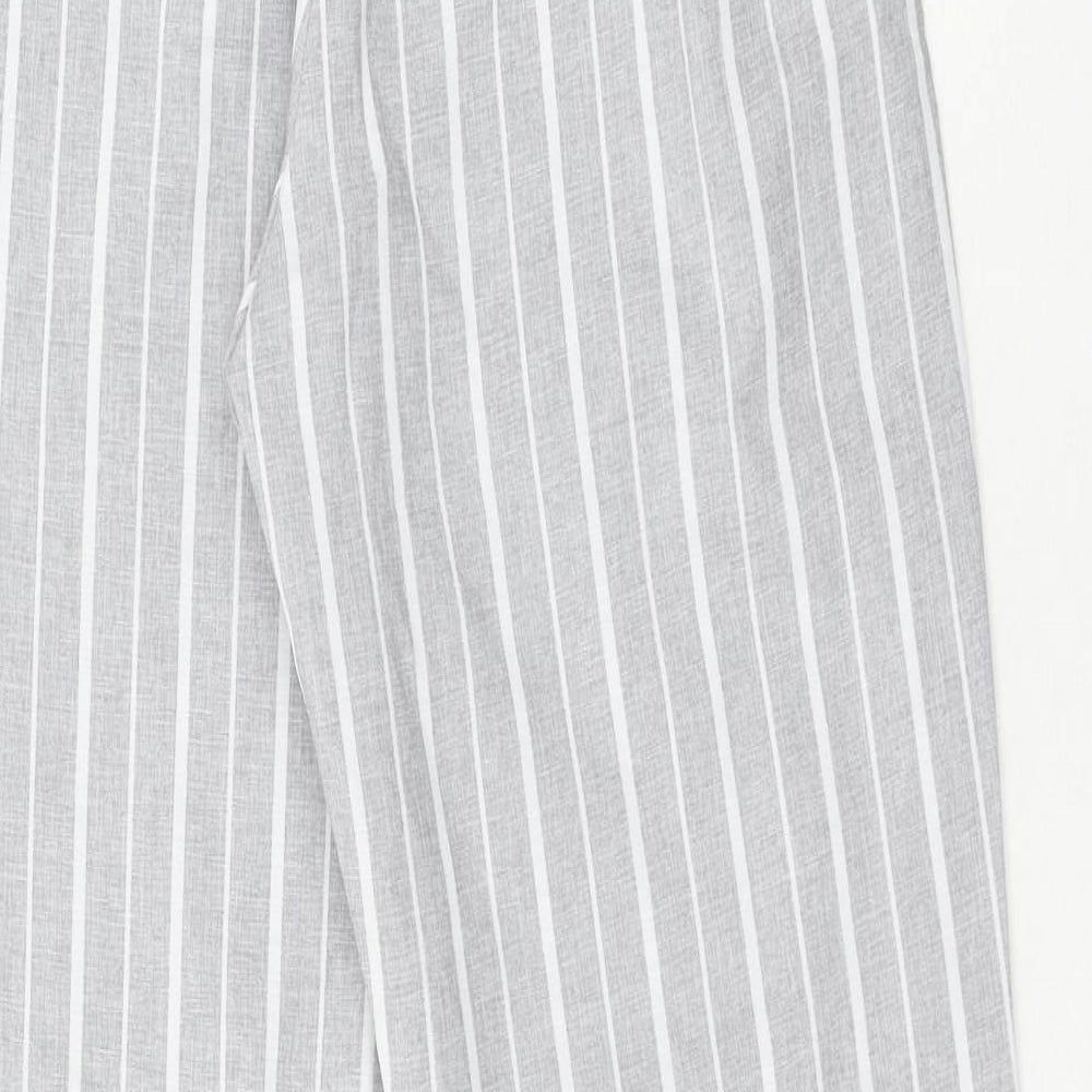 Zaful Womens Grey Striped Polyester Trousers Size 10 Regular