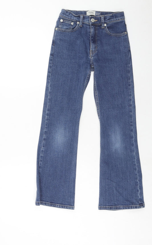 Gap Girls Blue Cotton Bootcut Jeans Size 10 Years Slim Zip