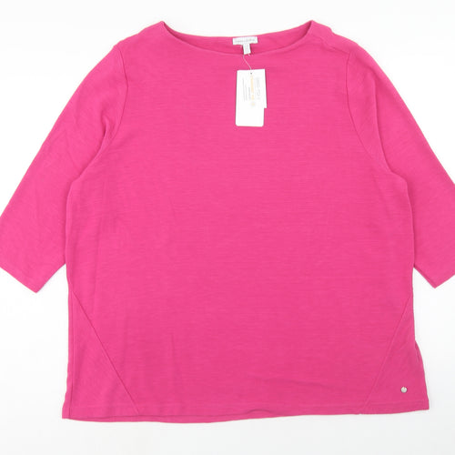 Gina Womens Pink Polyester Basic T-Shirt Size 2XL Round Neck