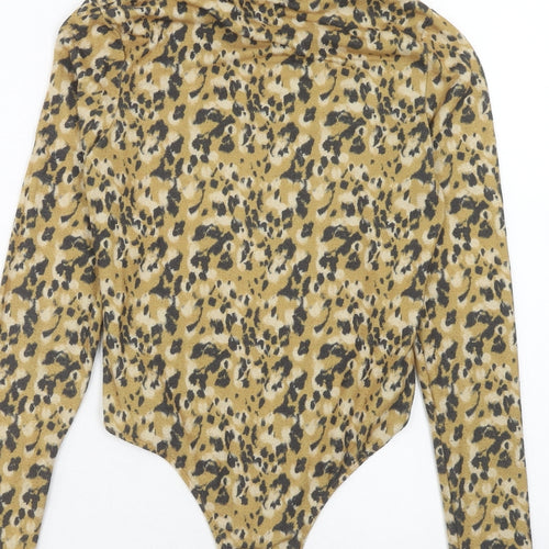 Primark Womens Brown Animal Print Polyester Bodysuit One-Piece Size XS Snap - Size 6-8 Leopard Print