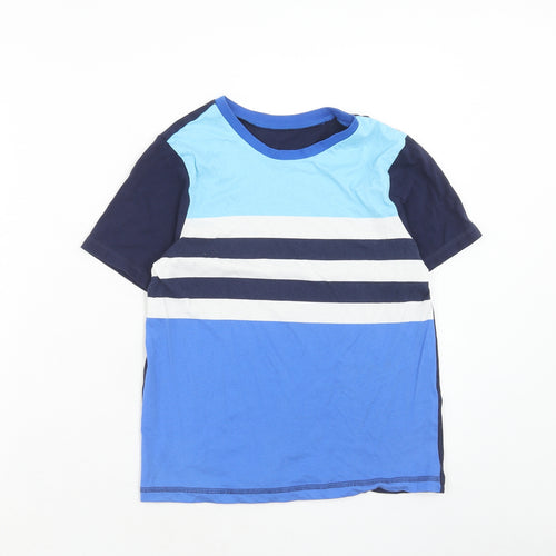 George Boys Blue Geometric Cotton Basic T-Shirt Size 9-10 Years Round Neck Pullover
