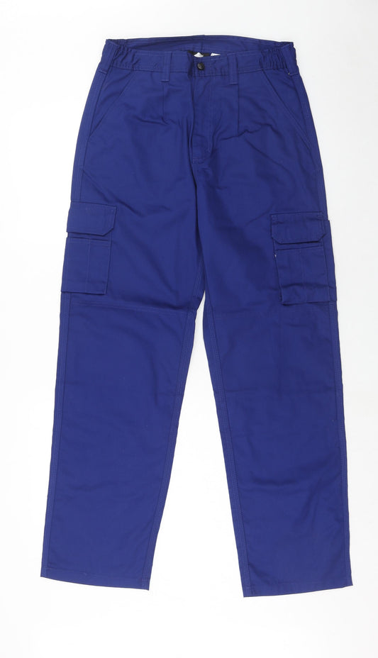 Orn Mens Blue Polyester Cargo Trousers Size 32 in Regular Zip