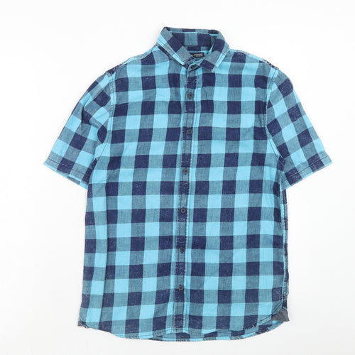 NEXT Boys Blue Geometric Cotton Basic Button-Up Size 12 Years Collared Button