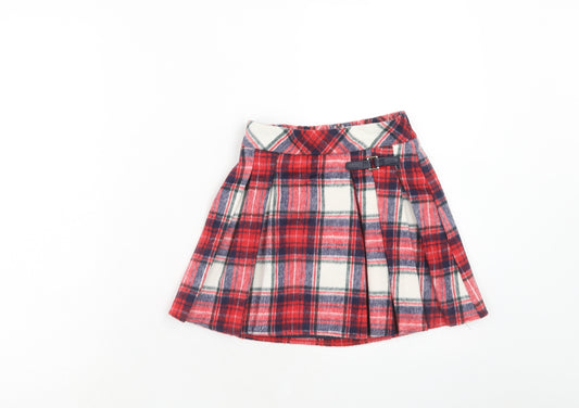 Nutmeg Girls Red Plaid Polyester Flare Skirt Size 5-6 Years Regular Pull On