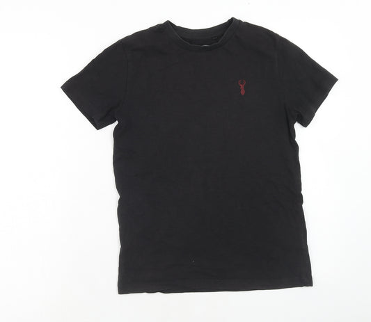 NEXT Boys Black Cotton Basic T-Shirt Size 10 Years Round Neck Pullover