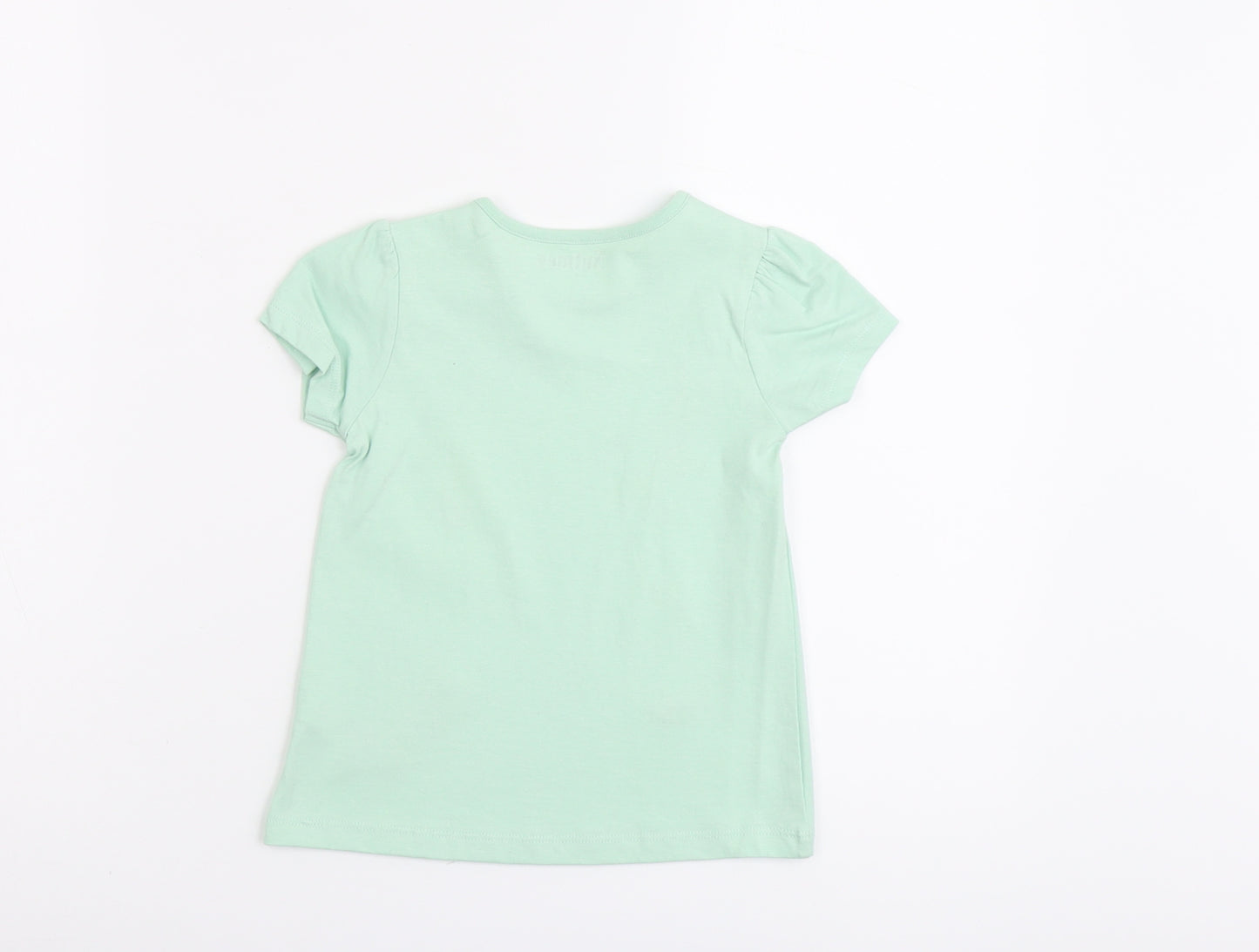 Nutmeg Girls Green Cotton Basic T-Shirt Size 2-3 Years Round Neck Pullover - Daddy's Little Flower