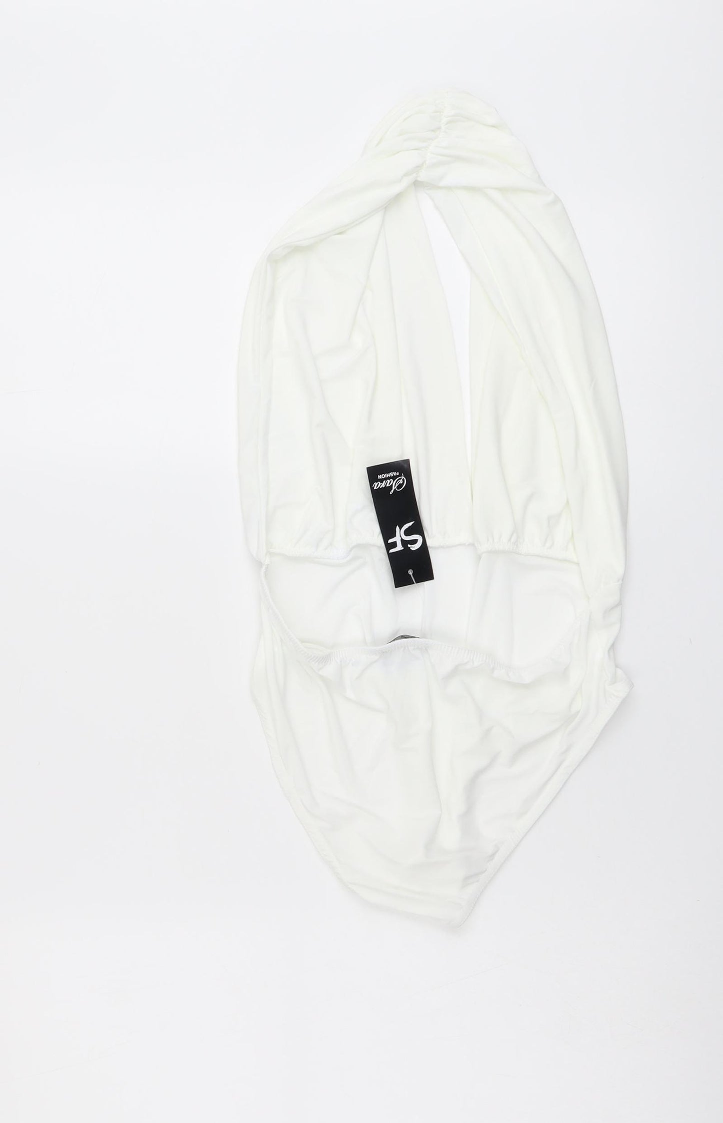 Sara Womens White Polyester Bodysuit One-Piece Size M Snap
