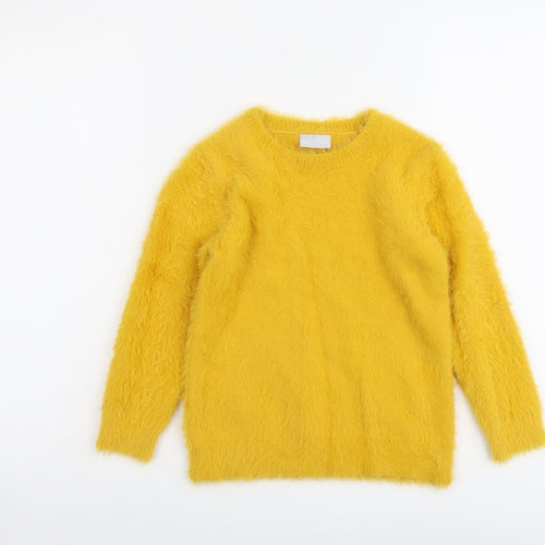 I Love Girlswear Girls Yellow Round Neck Polyamide Pullover Jumper Size 7 Years Pullover