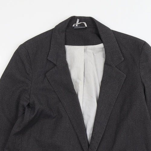 Sparkle & Fade Womens Grey Polyacrylate Fibre Jacket Blazer Size S - Open