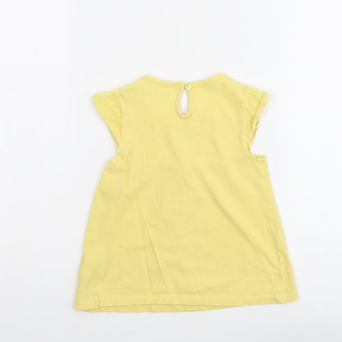 Nutmeg Girls Yellow Cotton Basic Blouse Size 3-4 Years Round Neck Button