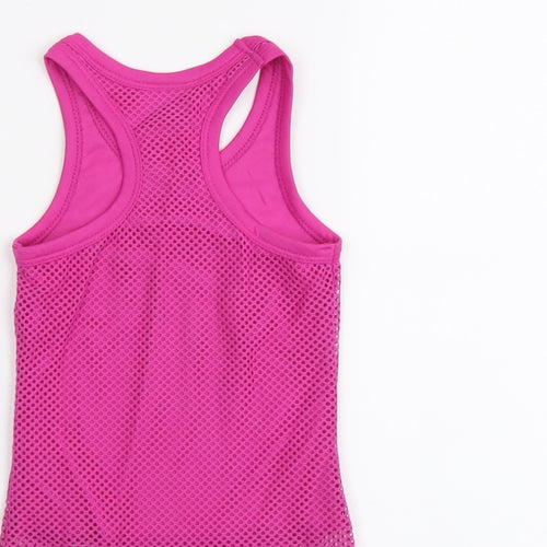 Young Dimension Girls Pink Polyester Basic Tank Size 7-8 Years Round Neck Pullover