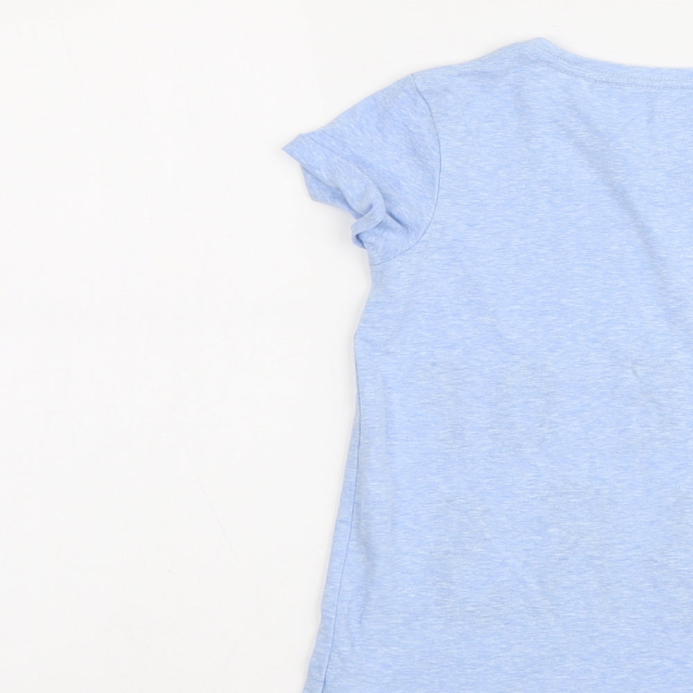 NEXT Girls Blue Cotton Basic T-Shirt Size 9 Years Round Neck Pullover - We Are All Made Of Stars
