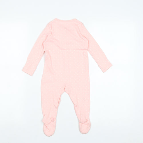 Fred & Flo Girls Pink Polka Dot 100% Cotton Babygrow One-Piece Size 3-6 Months Snap - Sleepsuit