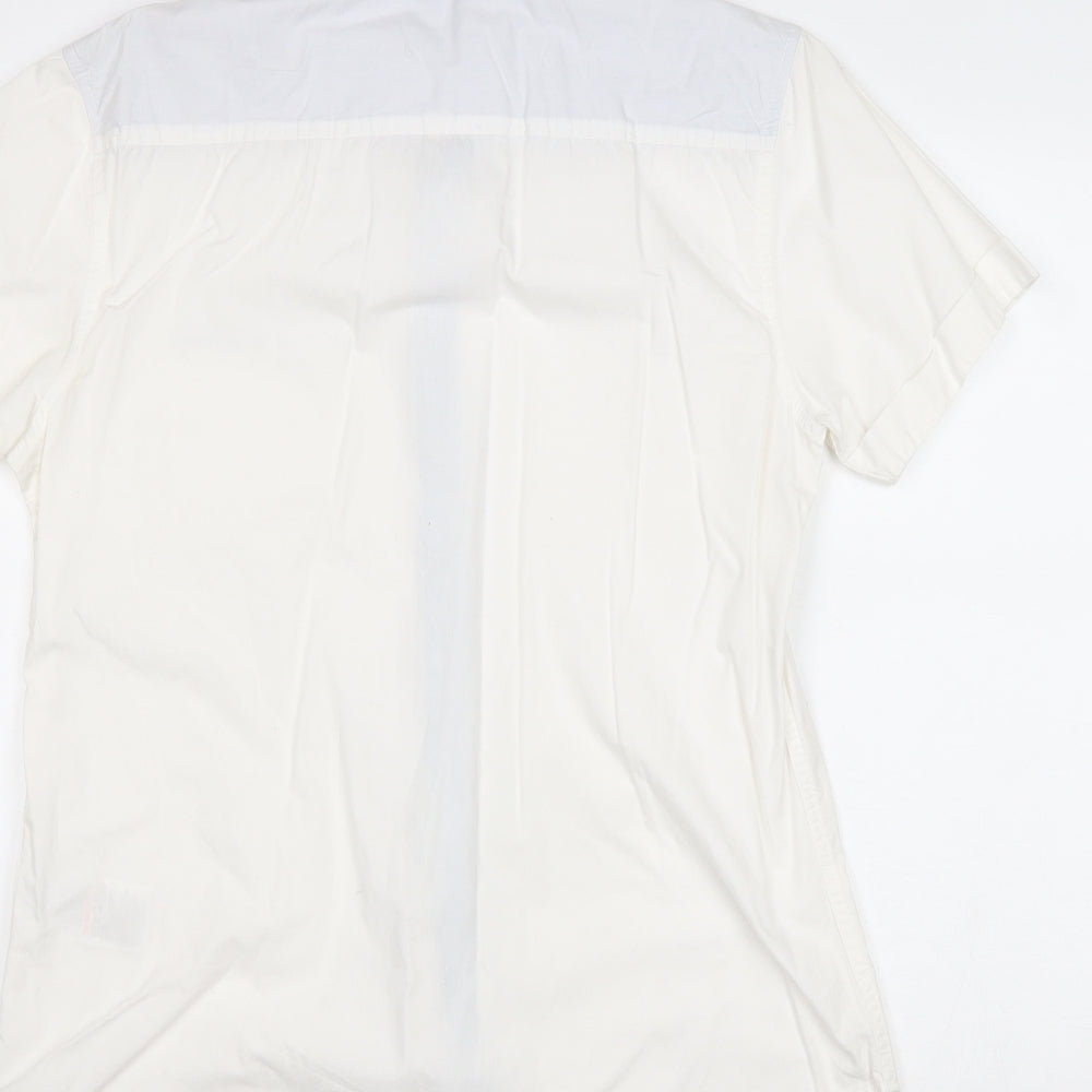 Threadbare Mens White Cotton Button-Up Size M Collared Buckle