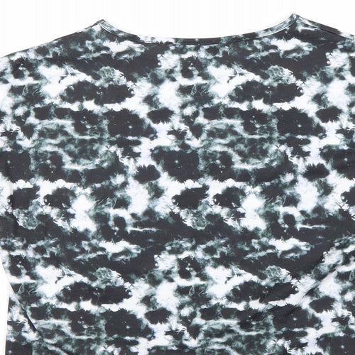 E-vie Girls Black Geometric Polyester Basic T-Shirt Size 13-14 Years Round Neck Pullover - Tie Dye