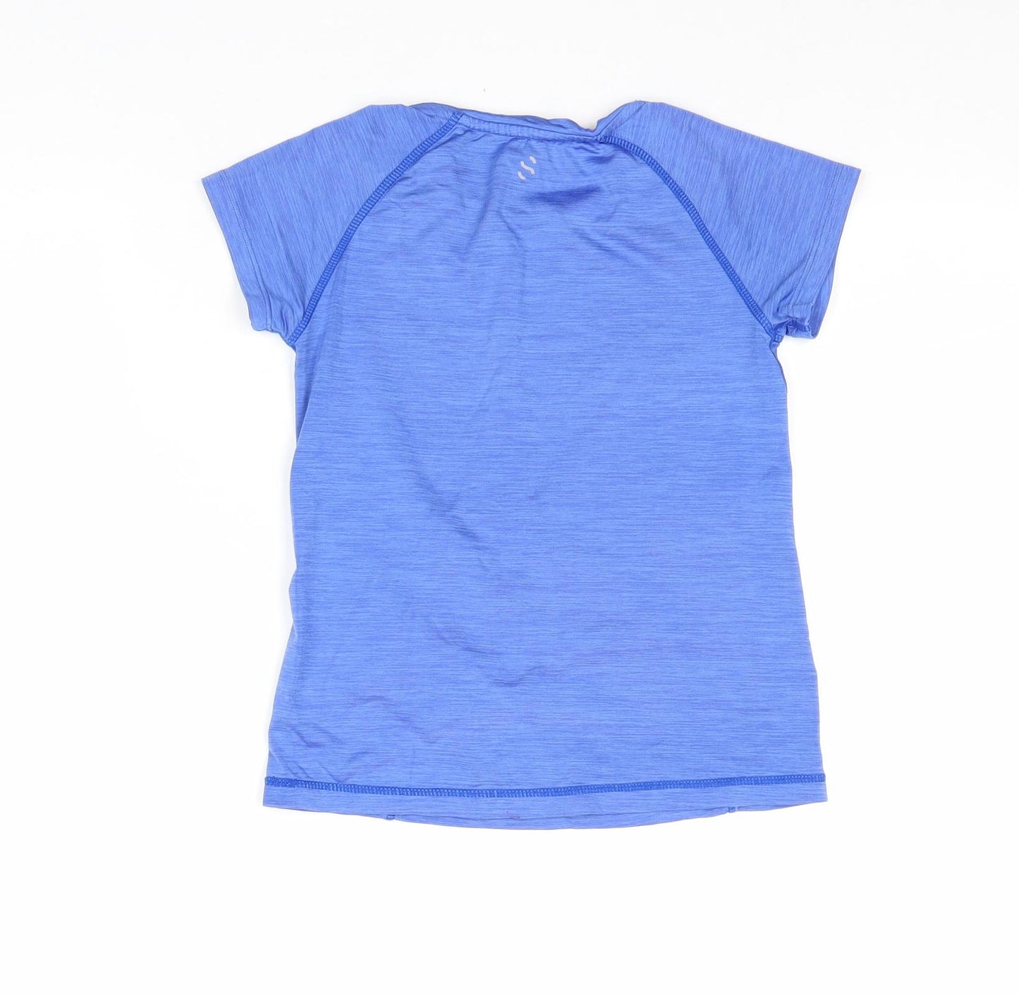H&M Girls Blue Polyester Basic T-Shirt Size 7-8 Years Round Neck Pullover - Active Squad