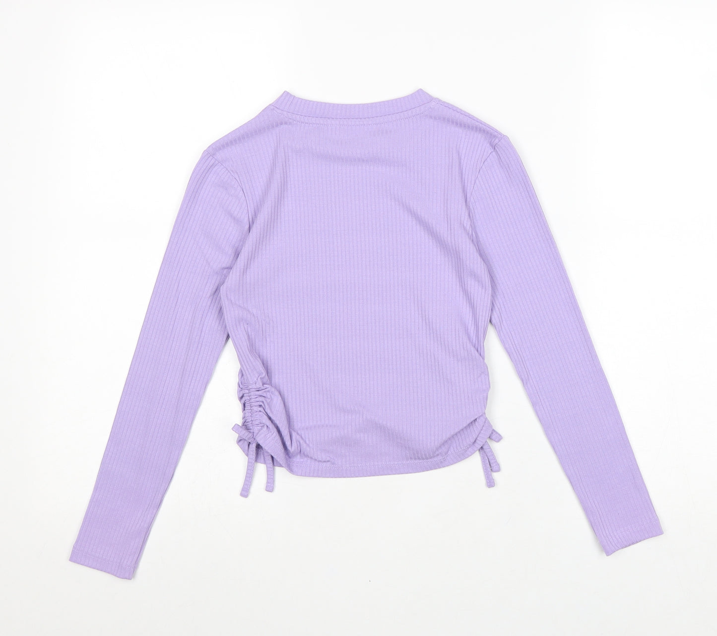 Matalan Girls Purple Polyacrylate Fibre Basic T-Shirt Size 11 Years Round Neck Pullover