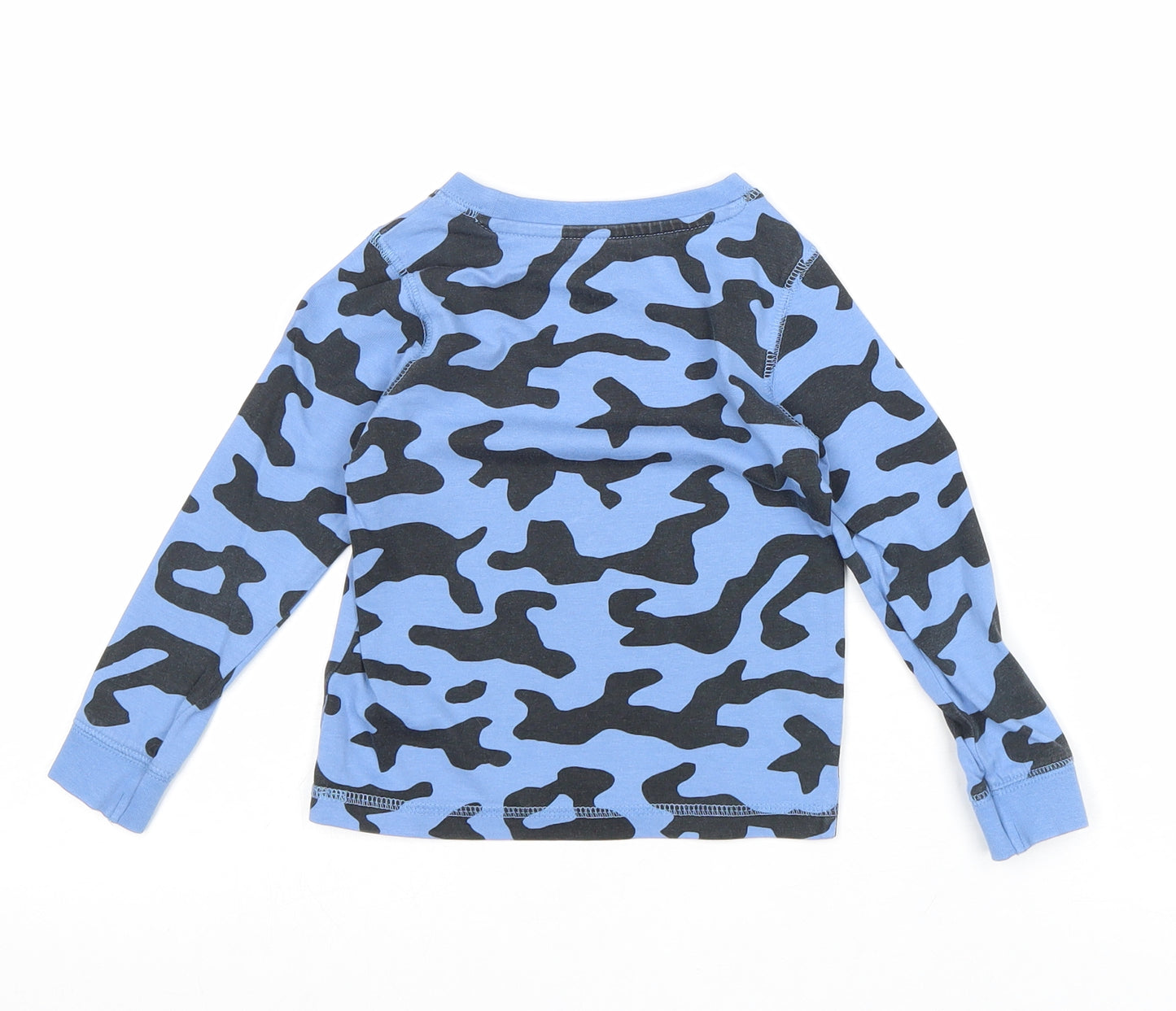 TU Boys Blue Geometric 100% Cotton Basic T-Shirt Size 2-3 Years Round Neck Pullover