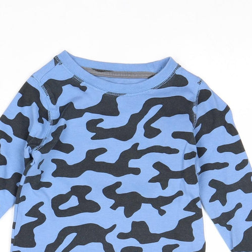 TU Boys Blue Geometric 100% Cotton Basic T-Shirt Size 2-3 Years Round Neck Pullover