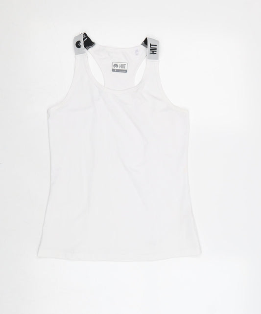 HIIT Womens White Polyester Basic Tank Size 8 Round Neck Pullover