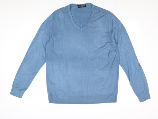 Cedar Wood State Mens Blue V-Neck Acrylic Pullover Jumper Size XL Long Sleeve