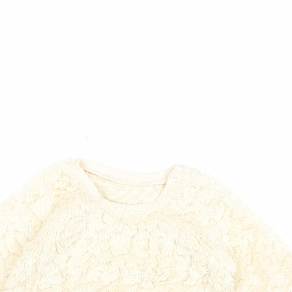 Matalan Girls Beige Polyester Pullover Jumper Size 9-12 Months Button - Faux Fur