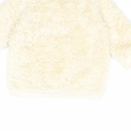 Matalan Girls Beige Polyester Pullover Jumper Size 9-12 Months Button - Faux Fur
