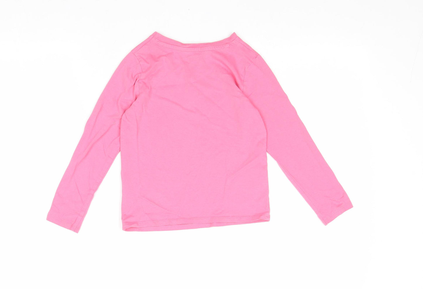 George Girls Pink 100% Cotton Basic T-Shirt Size 5-6 Years Round Neck Pullover