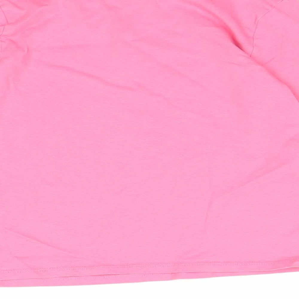 George Girls Pink 100% Cotton Basic T-Shirt Size 5-6 Years Round Neck Pullover