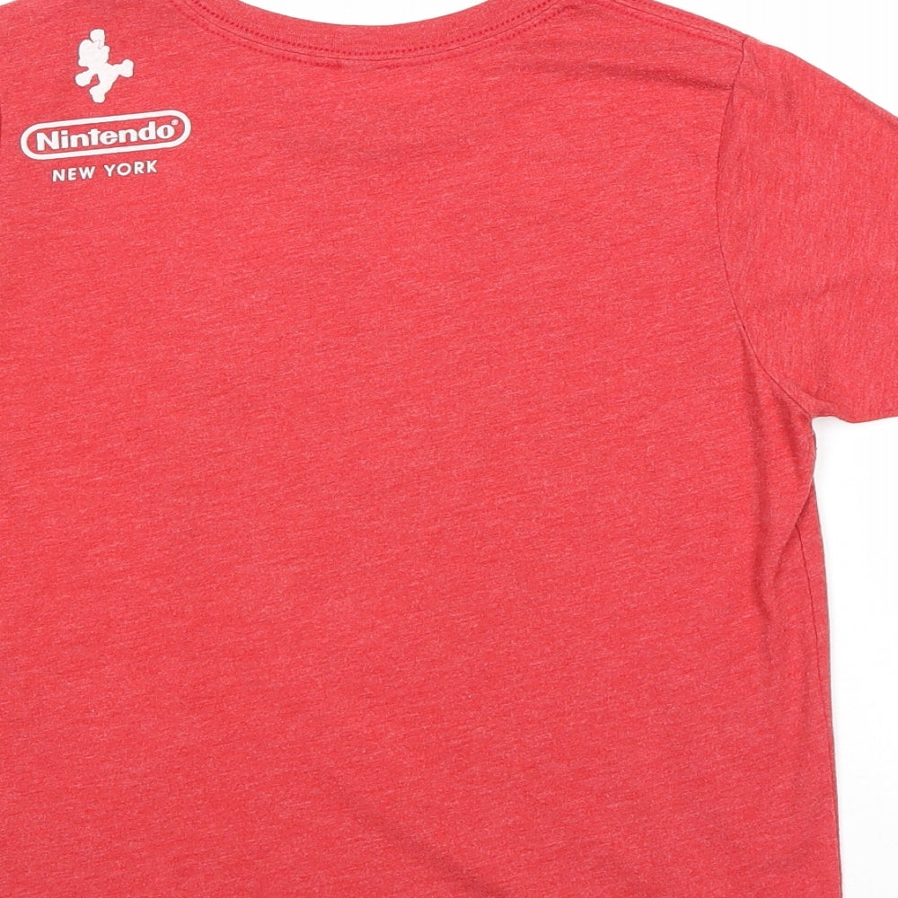 Nintendo Boys Red Cotton Basic T-Shirt Size M Round Neck Pullover - Super Mario