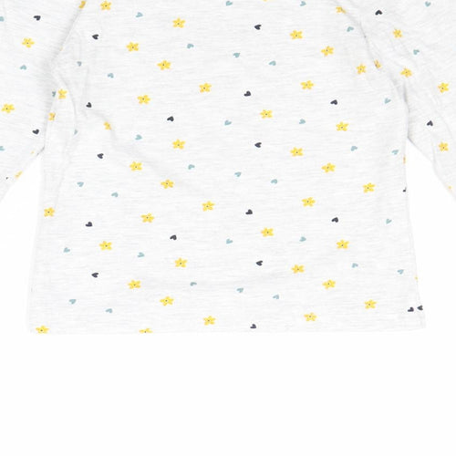 George Girls Grey Geometric 100% Cotton Basic T-Shirt Size 4-5 Years Round Neck Pullover