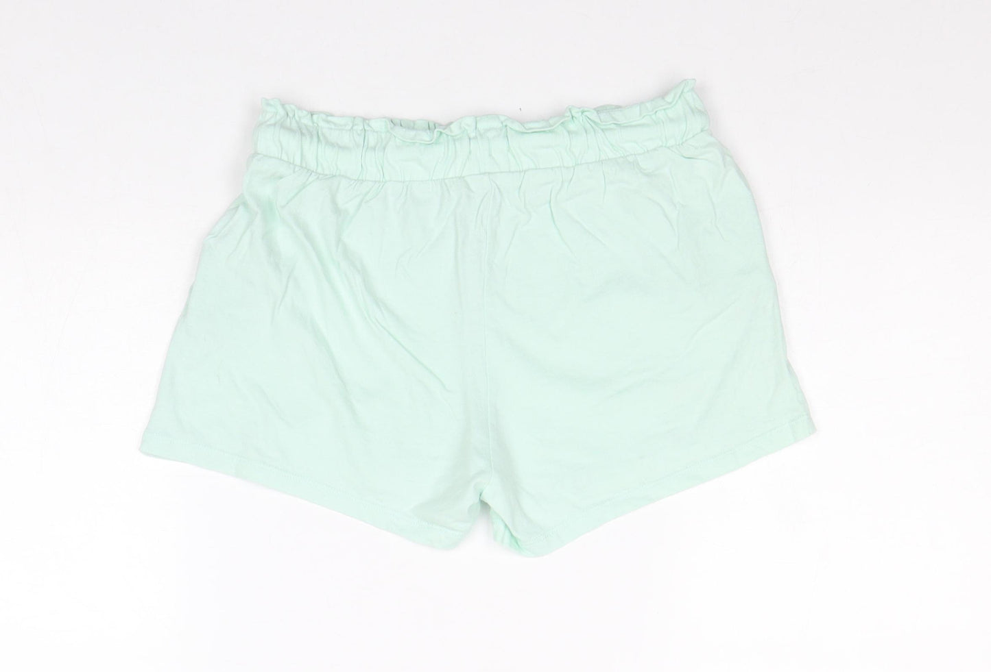 F&F Girls Green Cotton Sweat Shorts Size 11-12 Years Regular Drawstring