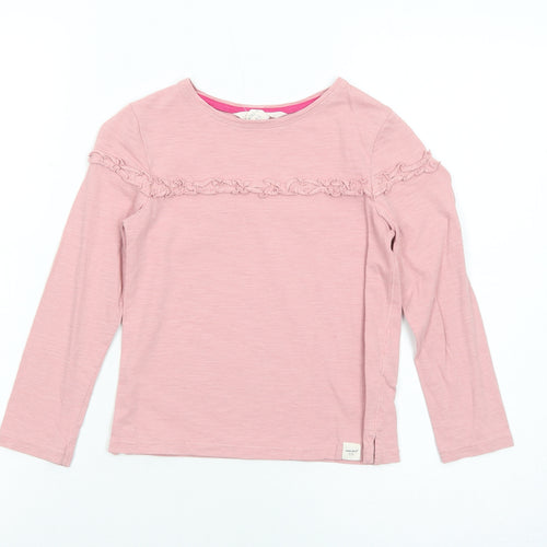 White Stuff Girls Pink Cotton Basic T-Shirt Size 5-6 Years Round Neck Pullover