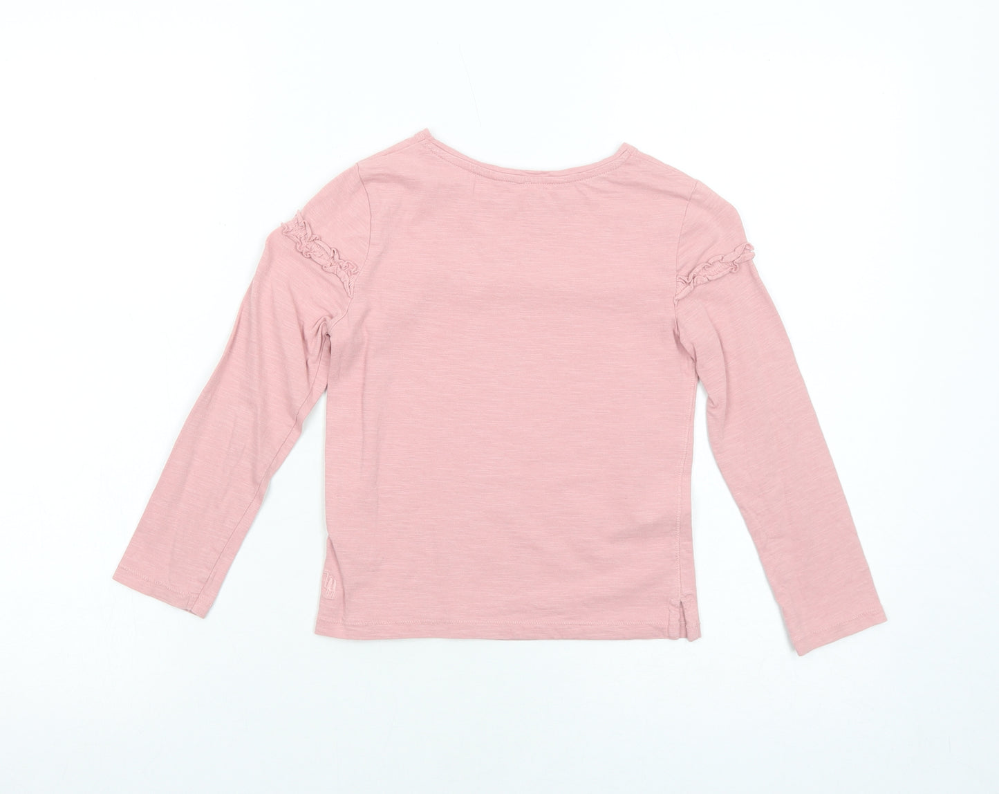 White Stuff Girls Pink Cotton Basic T-Shirt Size 5-6 Years Round Neck Pullover