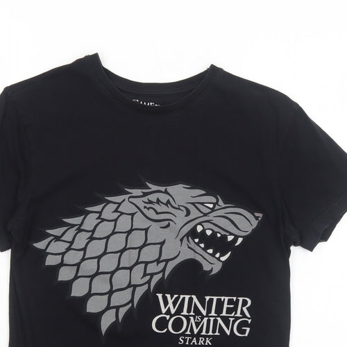 Game Of Thrones Mens Black Viscose T-Shirt Size XS Round Neck - Winter Is Coming