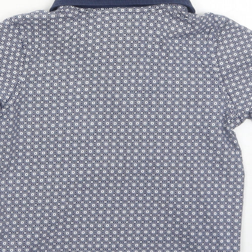 George Boys Blue Geometric Cotton Basic Polo Size 4-5 Years Collared Button