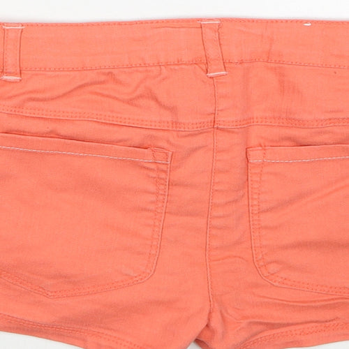 Vertbaudet Girls Orange Cotton Boyfriend Shorts Size 12 Years Regular Zip - Crochet Detail