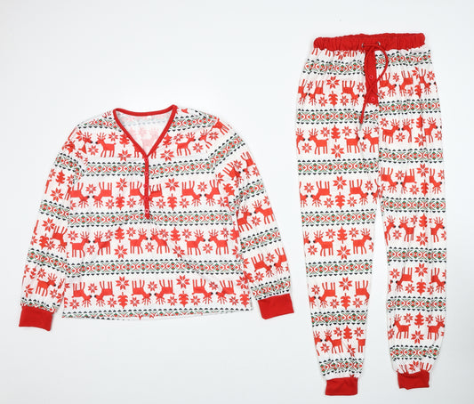 Preworn Womens Multicoloured Geometric Polyester Top Pyjama Set Size S - Christmas Pijamas