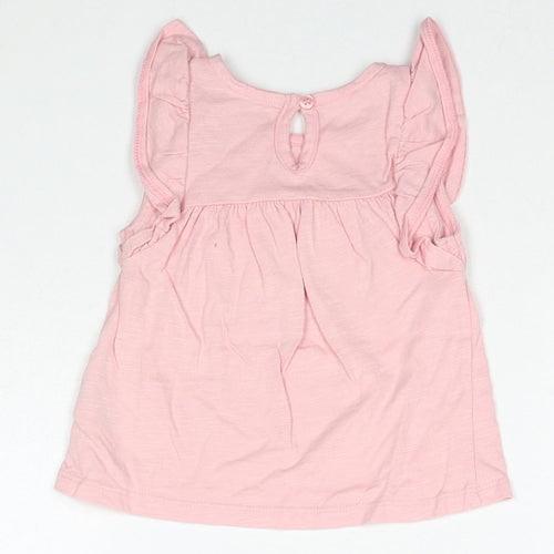 Mothercare Girls Pink Cotton A-Line Size 18-24 Months Round Neck Button