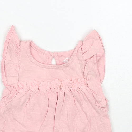 Mothercare Girls Pink Cotton A-Line Size 18-24 Months Round Neck Button