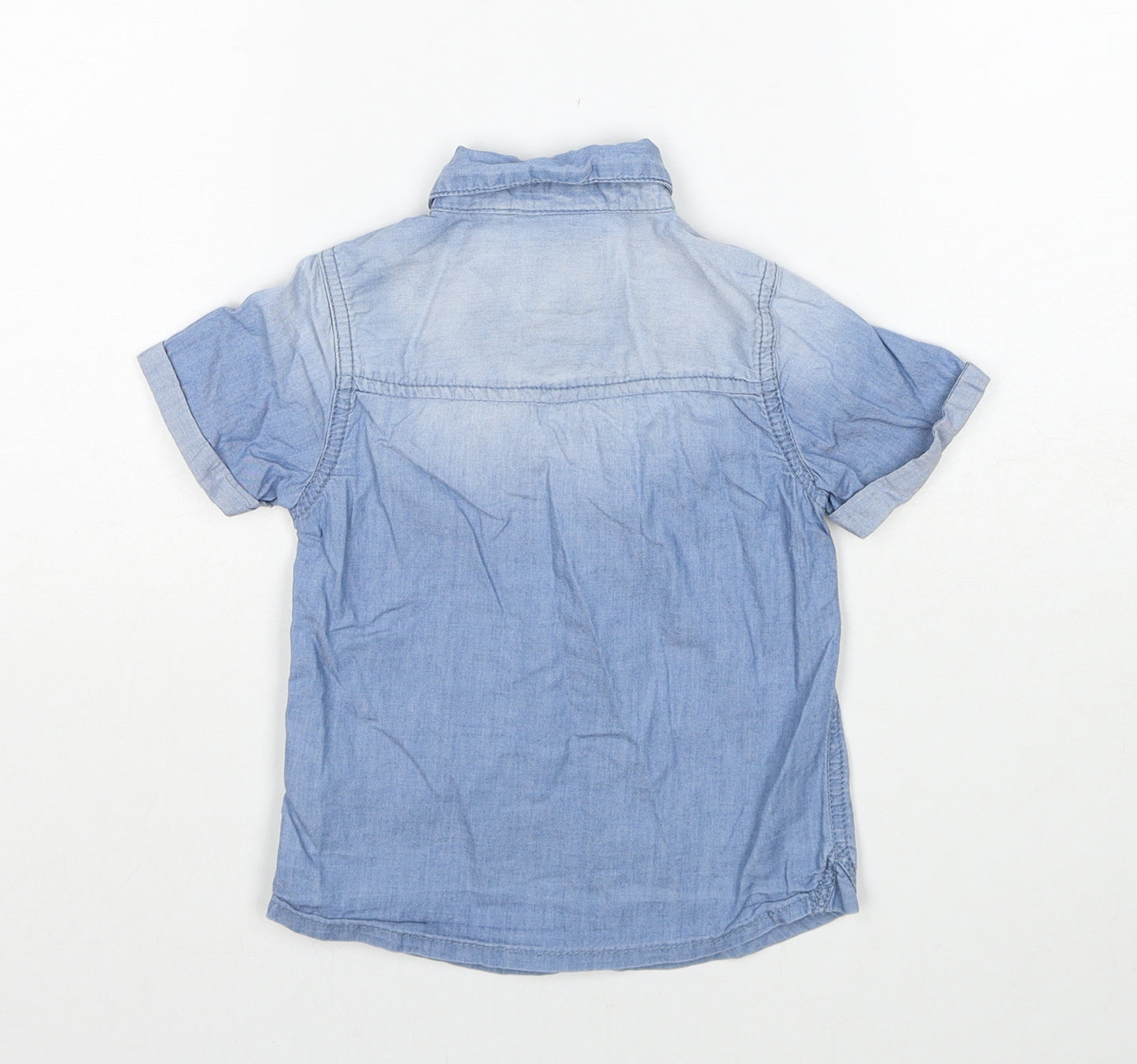 NEXT Boys Blue Cotton Basic Button-Up Size 2-3 Years Collared Button