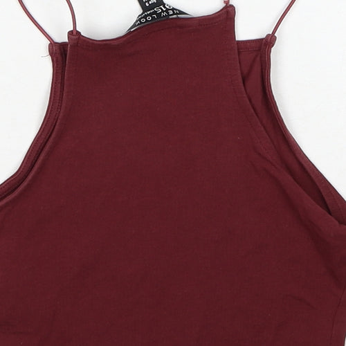 New Look Girls Red Cotton Cropped Tank Size 9 Years Round Neck Pullover
