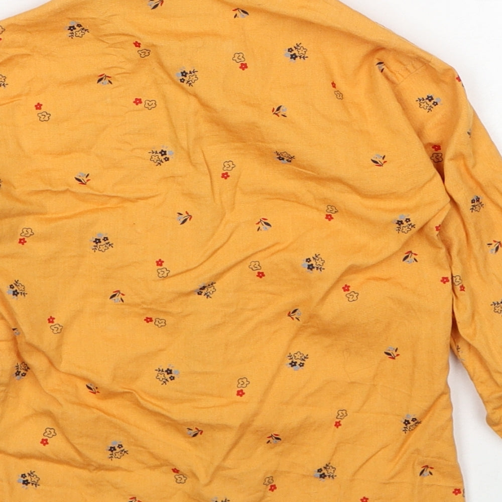 Zooom Boys Orange Geometric Cotton Basic Button-Up Size 3 Years Collared Button - Flower