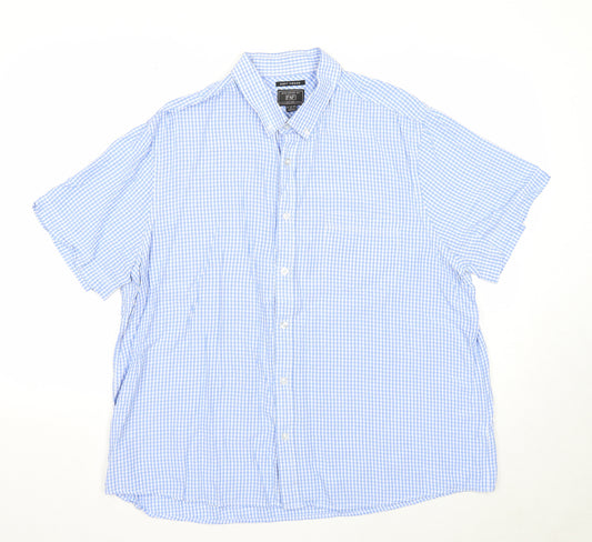 F&F Mens Blue Check Modal Button-Up Size XL Collared Button