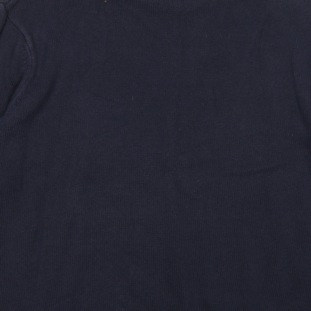 Easy Mens Blue Round Neck Cotton Pullover Jumper Size L Long Sleeve
