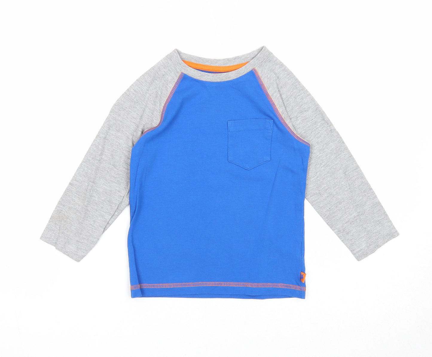 F&F Boys Blue Cotton Basic T-Shirt Size 3-4 Years Round Neck Pullover