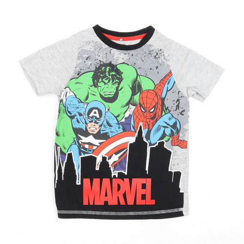 George Boys Grey Polyester Basic T-Shirt Size 3-4 Years Round Neck Pullover - Marvel Superheroes