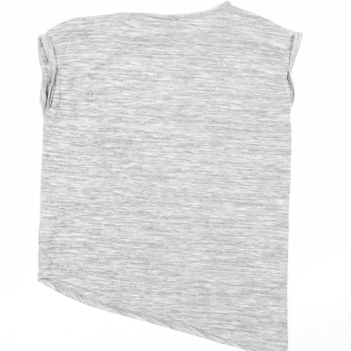 George Girls Grey Viscose Basic T-Shirt Size 8-9 Years Round Neck Pullover - #Girl Squad
