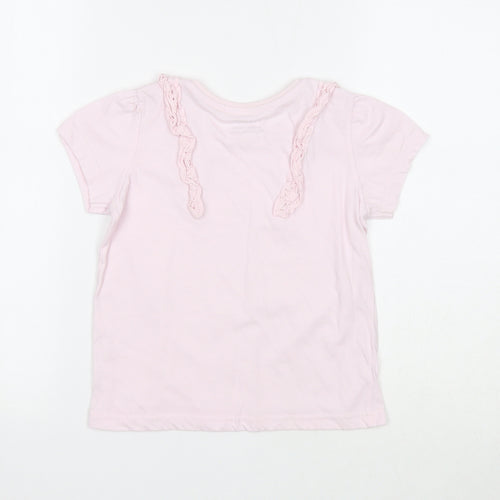 Primark Girls Pink Cotton Basic T-Shirt Size 6-7 Years Round Neck Pullover