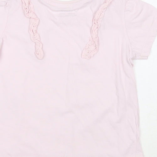 Primark Girls Pink Cotton Basic T-Shirt Size 6-7 Years Round Neck Pullover